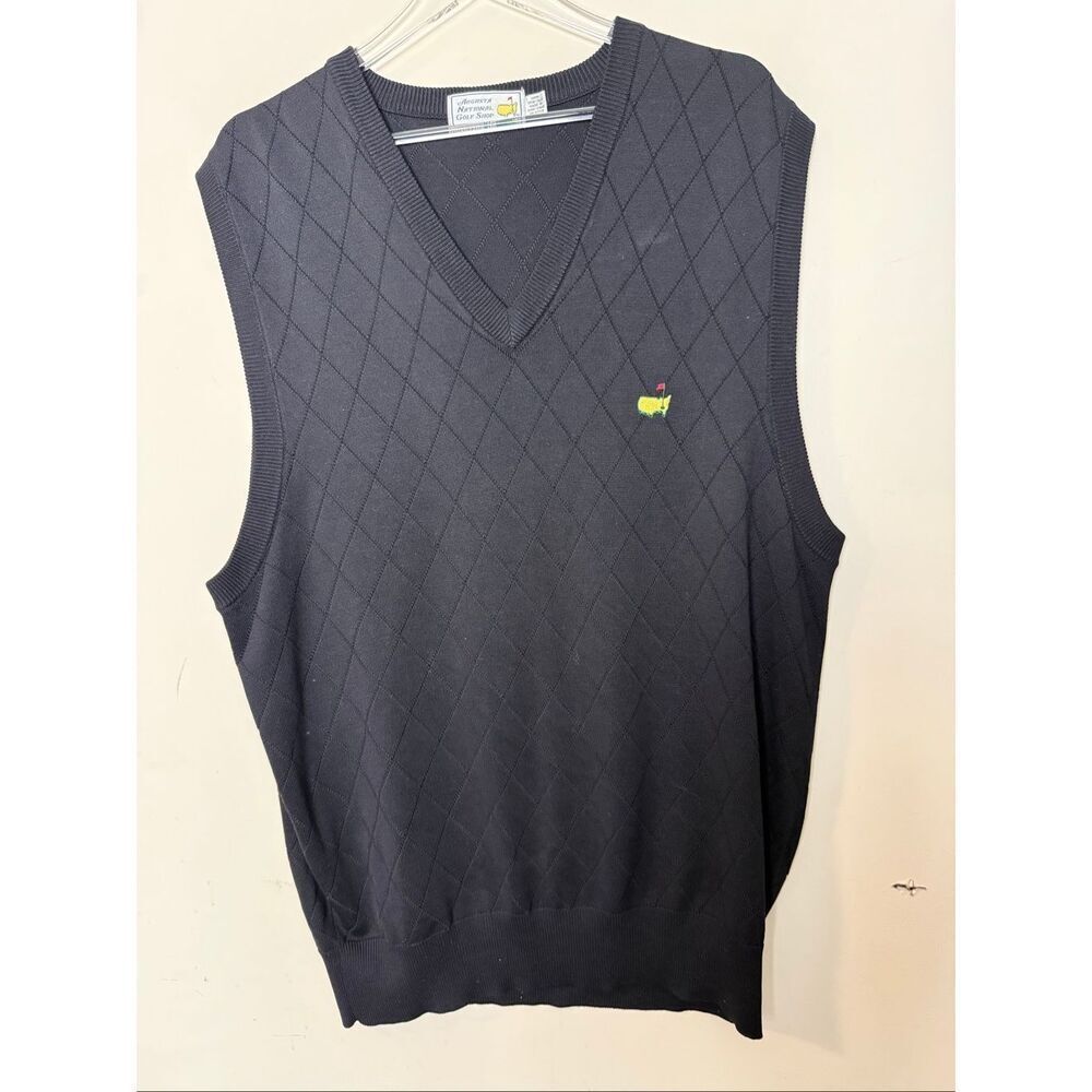 Augusta National Golf Shop Men’s Black Argyle Sweater Vest Silk Preppy Golf Clas